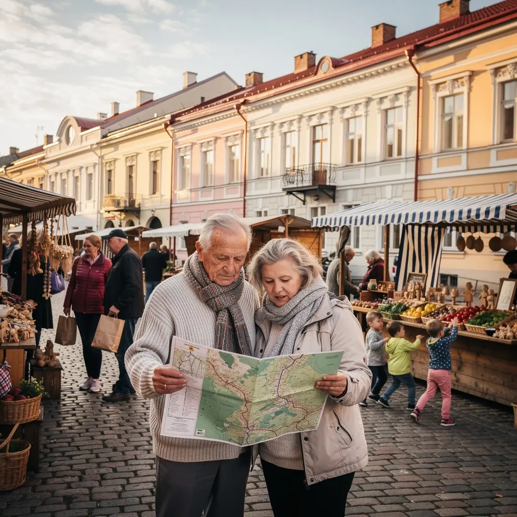 Pere, kes naudib piknikku kaunis pargis, ümbritsetud lopsakate puude ja lilledega.